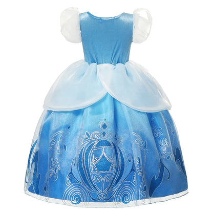 LED Light Up Girls Disney Cinderella Princess Cosplay Dress Kids Ball Gown Sequin Carnival Mesh Clothing for Birthday Christmas