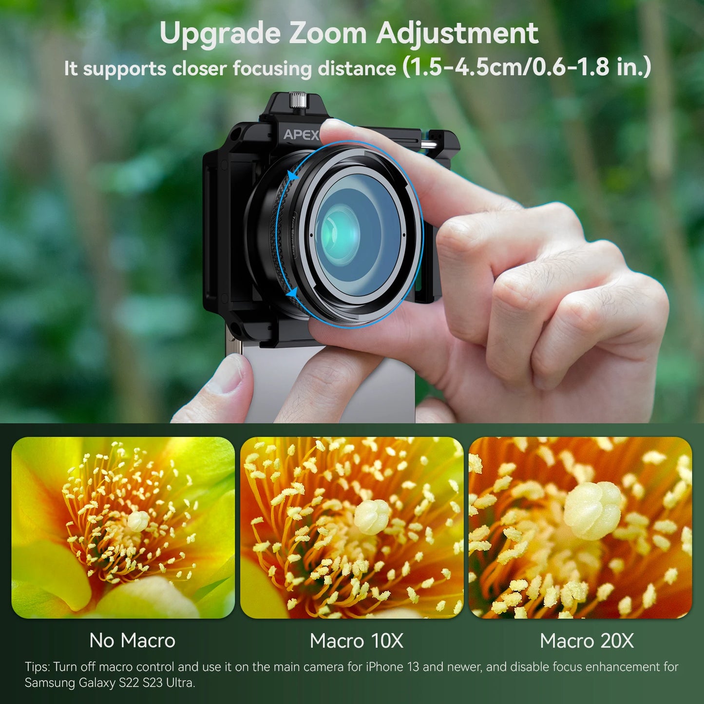 10X to 20X Zoom Macro Smartphone Lens with Universal Clip