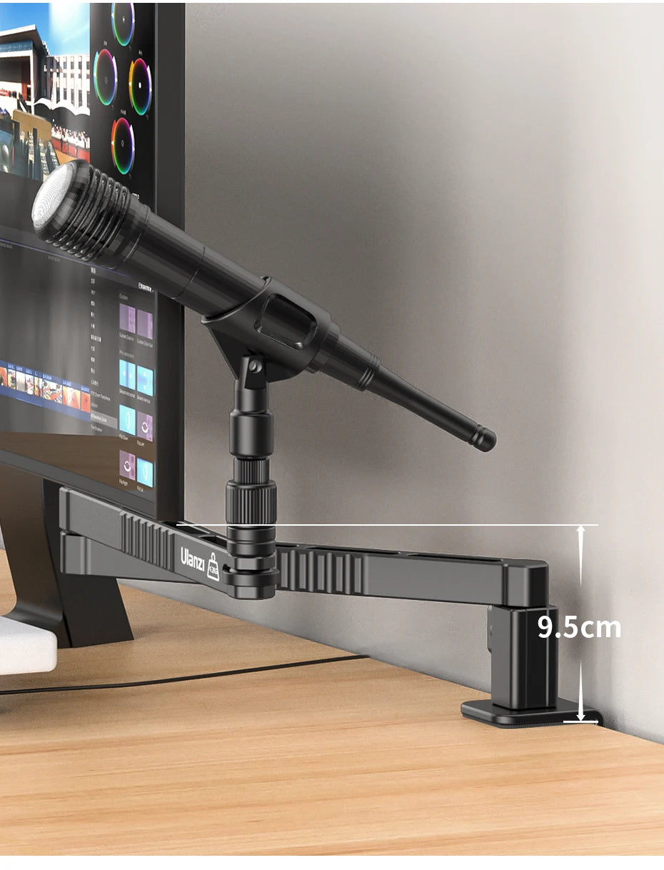 Low Level Microphone Stand 360° Adjustable Foldable Microphone Arm for Live-streaming Video Recording