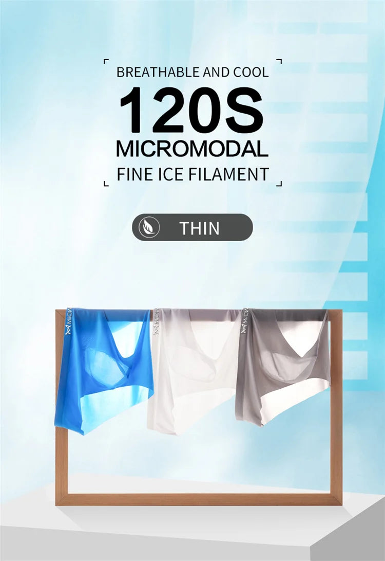 3-Pack Men’s Ice Silk Breathable Transparent Briefs – Thin & Lightweight