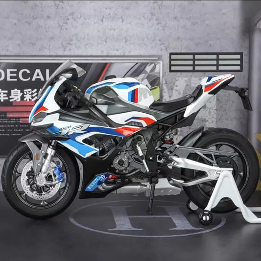 1:9 BMW S1000RR 2024 Alloy Die Cast Motorcycle Model Vehicle Collection Sound and Light Off Road Autocycle Toys Car