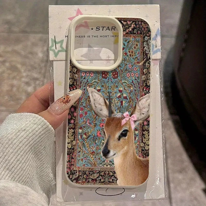 For iPhone 16 Case Vintage Deer Lichee Pattern Phone Cases for iPhone 14 15 16 17 Air Pro Max 16E XS XR Plus Soft Cover