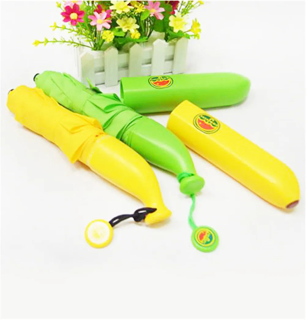 Funny Banana Umbrella Rainy Creative Fruit Folding Umbrellas Windproof Umbrella