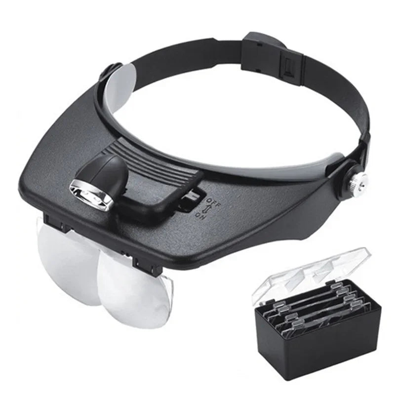 Head Mount Magnifier with LED 1.2X–3.5X Optical Visor