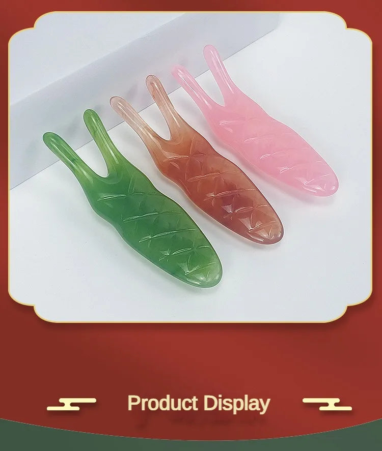 Resin Face Lifting Stone Guasha Scraping Facial Gouache Y-shaped Fork Massage Plate Nose Massage Trigger Point Nose Massager