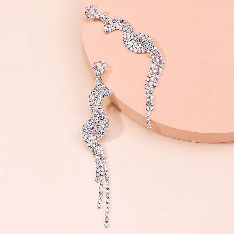 Luxury Crystal Peacock Earrings Big Zircon Statement Earrings Engagement Wedding Party Jewelry