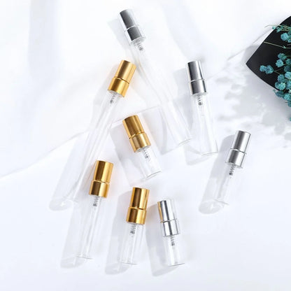 50PCS 2ml 3ml 5ml 10ml Portable Glass Perfume Mini Empty Bottle Travel Spray Bottle Cosmetic Containers with Aluminium Pump