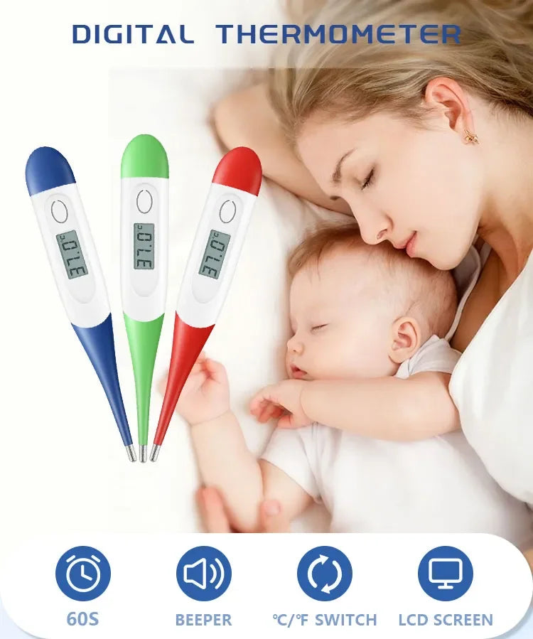 1pc Fast Measurement Digital Oral Thermometer Flexible Tip Human Body Temperature Accurate Fever Detection For  Adults