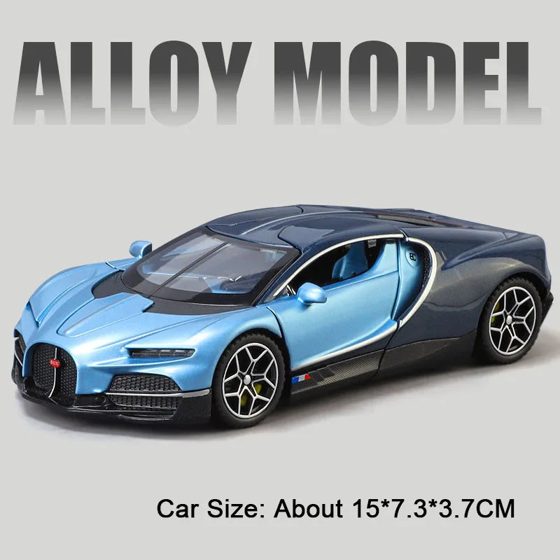 1:32 Scale Tourbillon Chiron Toy Sports Car Model Diecast Metal Sound Light Pull Back Simulation Vehicle Models Ornaments Gift