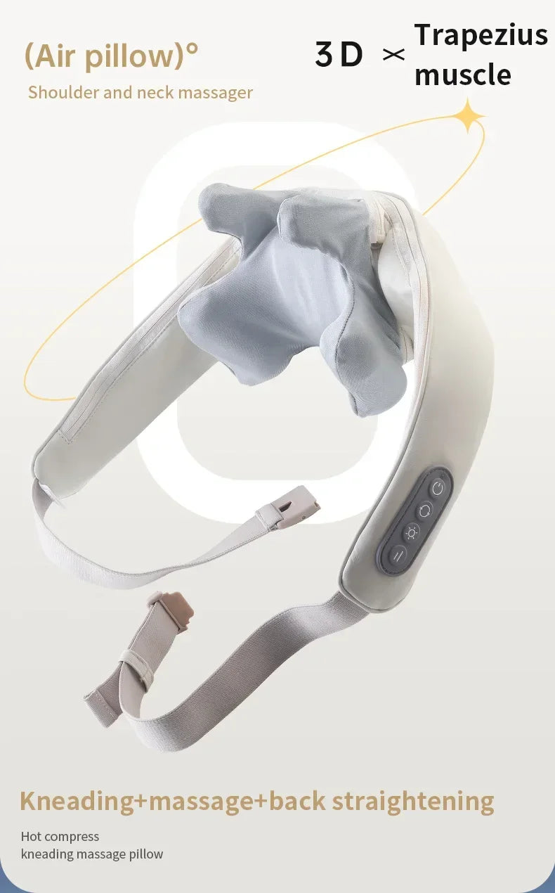 1PC Wireless Neck And Back Massager Neck And Shoulder Kneading Massage Shawl Neck Cervical Relaxing Trapezius Massager