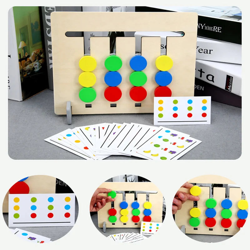 Montessori Wooden Toys Double-sided Matching Games for Kids 2 3 4 Years Logic Thinking Training Activity Board Baby Wooden Toys