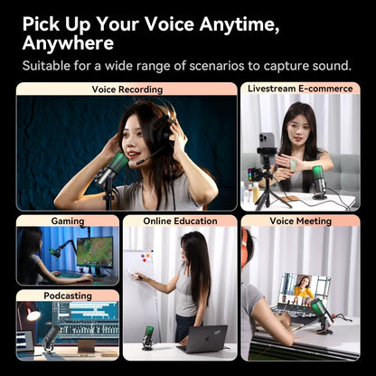 Condenser Microphone Cardioid Pattern Microphone Real-Time Monitoring for Smartphone Laptop Computer  40Hz-20KHz