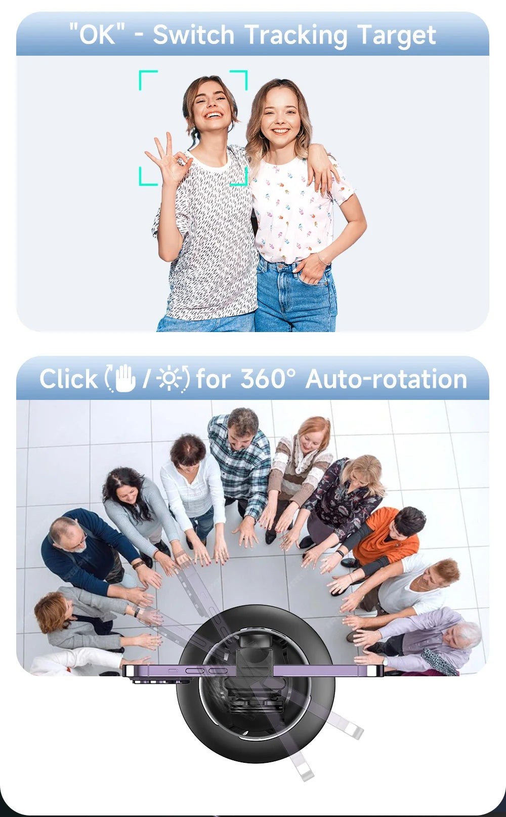 P03 Gimbal Stabilizer for Mobile Phone AI 360 Follow Selfie Stand Face Tracking Desktop Gimbal for Cellphone and Cameras