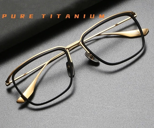 Ultra-light Business Simple Luxury Eyewear Square Retro Pure Titanium Big Optical Prescription Glasses Frame Men DT106