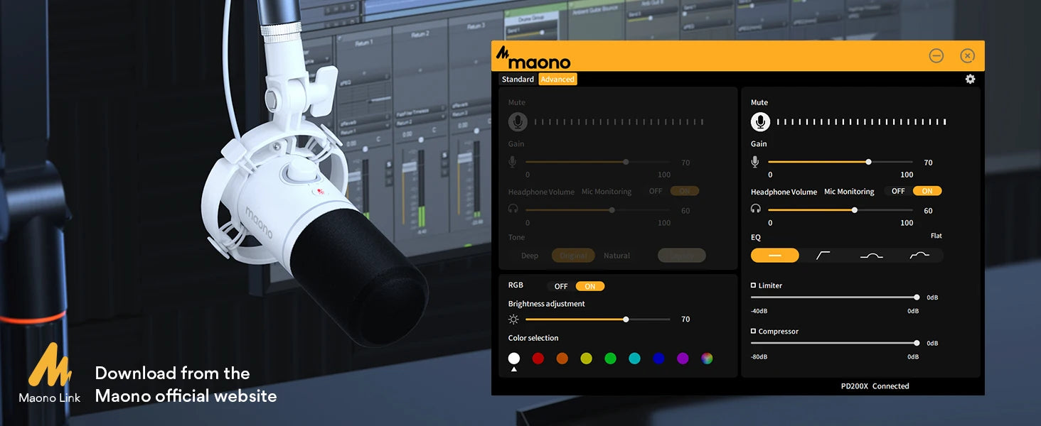 PD200X RGB Gaming Microphone Dynamic Microphone USB/XLR Dual Mode Microphone Podcast Mic RGB USB Gaming Mic XLR Mic