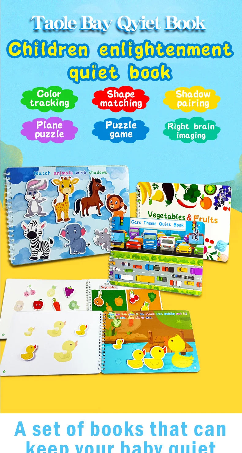 Montessori  Busy Book My First Quiet Book Paste Learning Educational Toys Books  Matching Game Toys for 1 to 3 Y