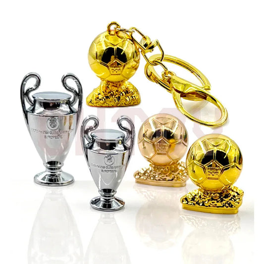 Football Trophy Metal Keychain Soccer Fan Collectible Pendant Gift