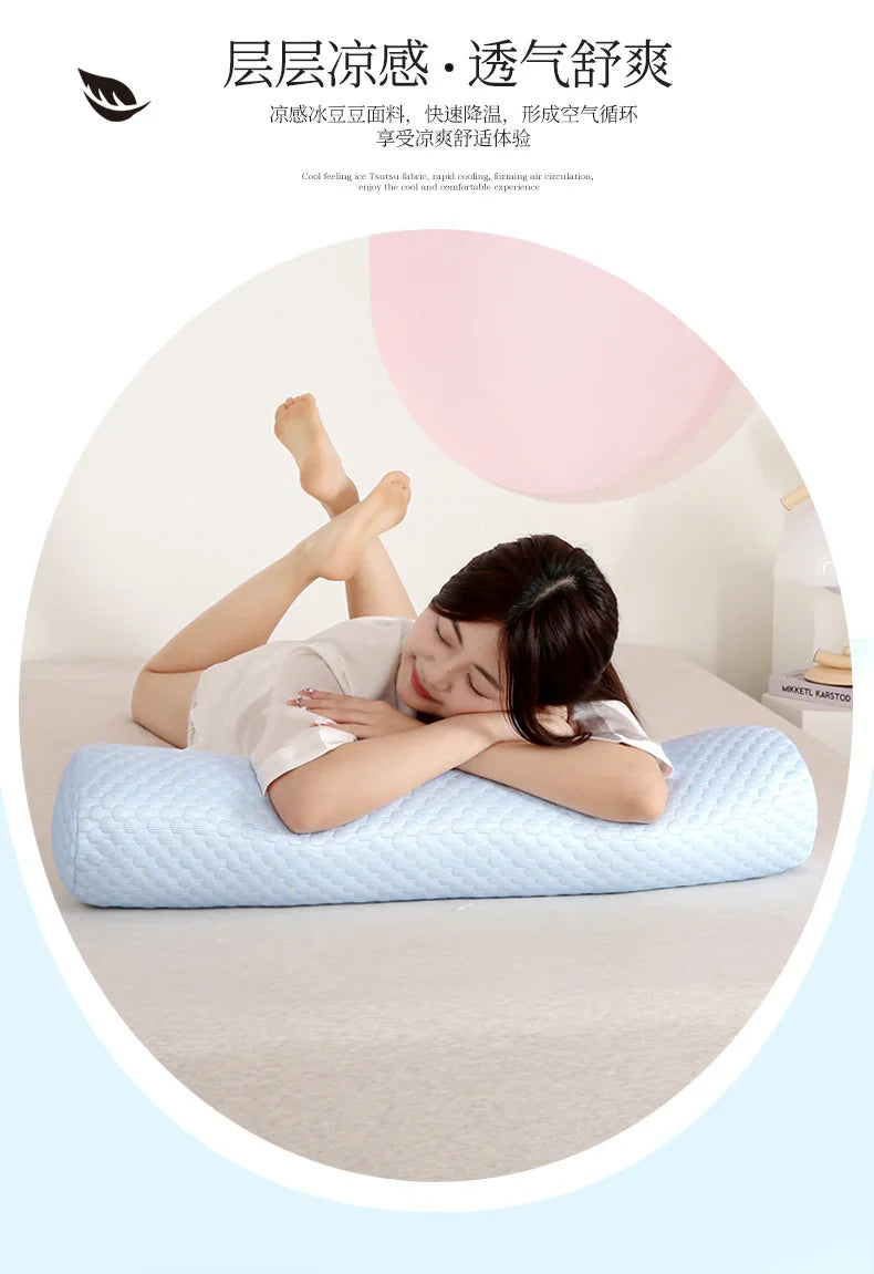 Round Neck Pillow Roll Cervical Support Pillows Neck Pain Relief Cylinder Bolster Pillows with Removable Washable Cove for Chair