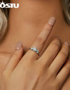 925 Sterling Silver Three Stone 1.6 CT Moissanite Wedding Opening Rings For Women Diamond Cut Flower Rings