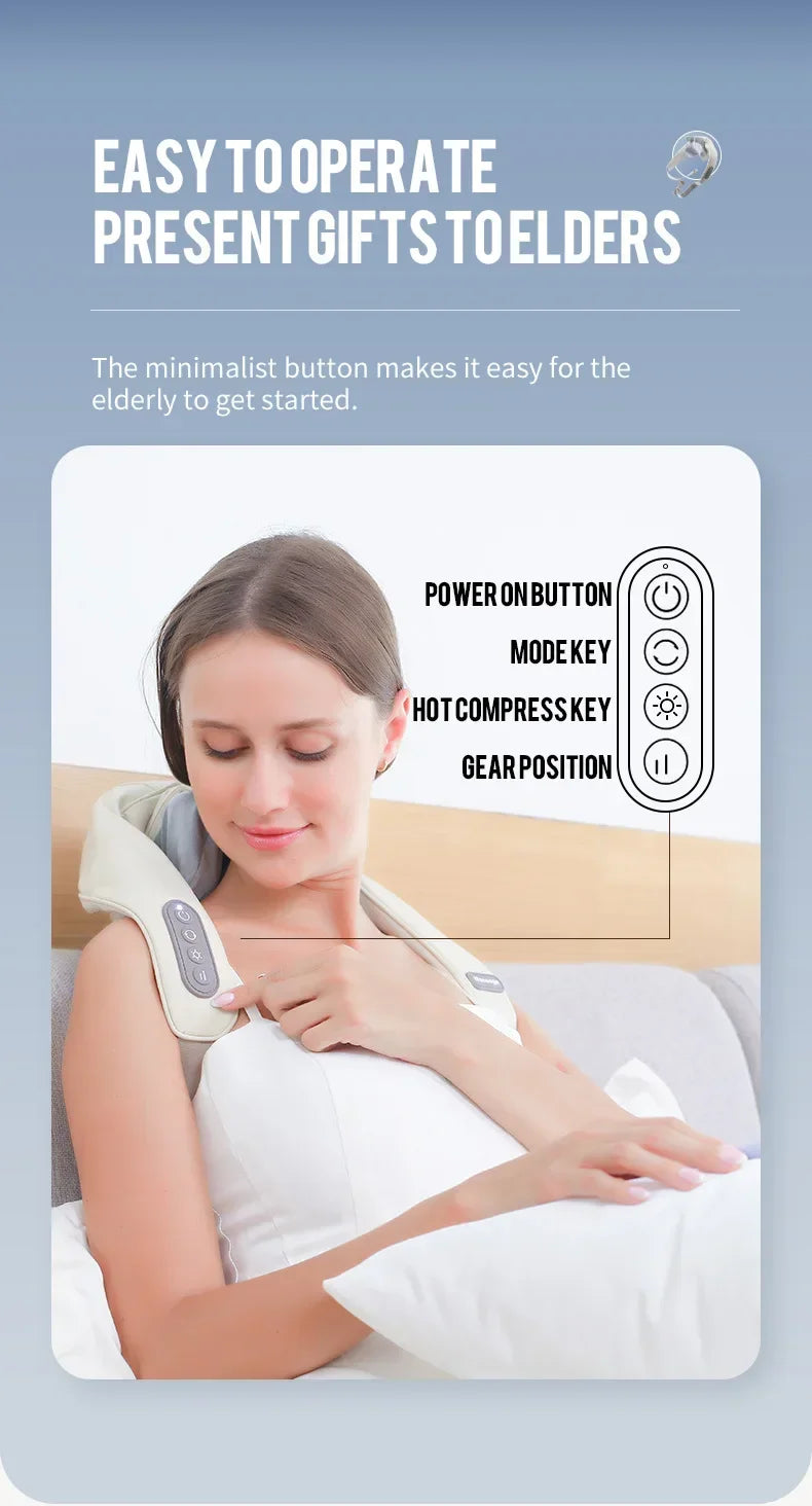 1PC Wireless Neck And Back Massager Neck And Shoulder Kneading Massage Shawl Neck Cervical Relaxing Trapezius Massager