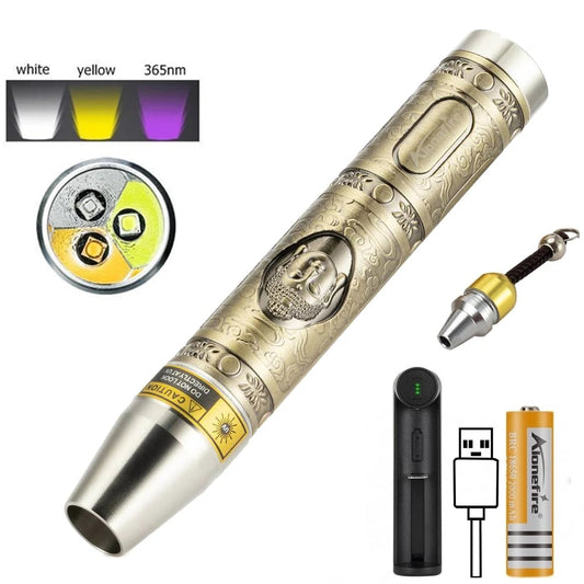 3 In 1 White Yellow UV 365nm LED Detection Flashlight