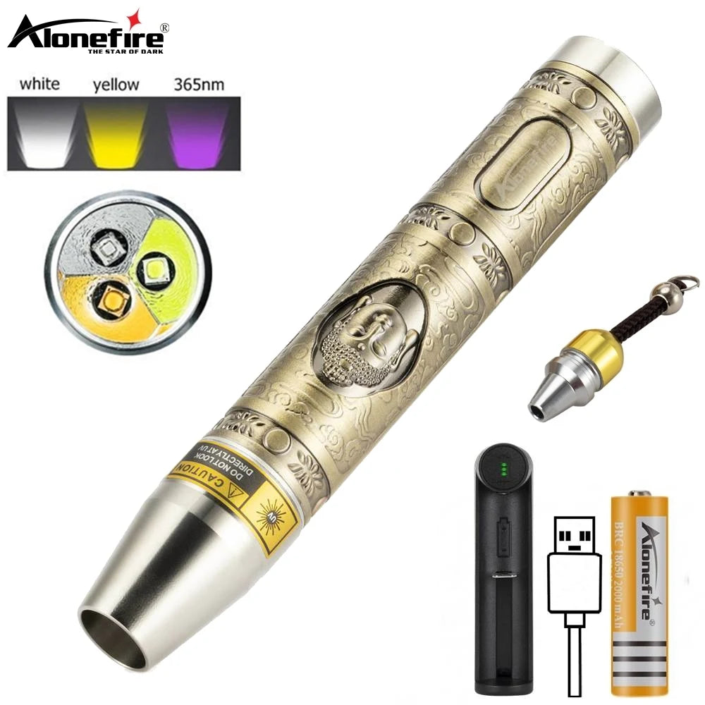 3 In 1 White Yellow UV 365nm LED Detection Flashlight