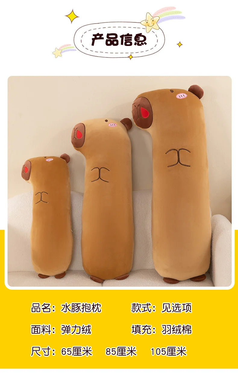 65/85/105cm Kawaii Capybara Plush Long Pillow Toys Sleeping Pillow Soft Cartoon Stuffed Animal Capibala Dolls Kids Children Gift