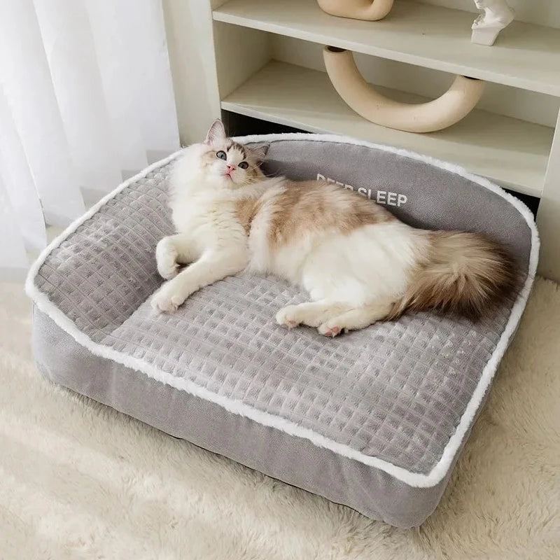 Warm Corduroy Dog Sofa Bed Pet Cushion