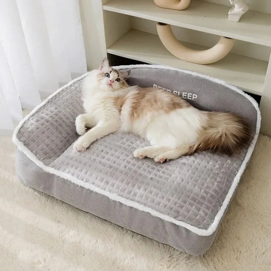 Warm Corduroy Dog Sofa Bed Pet Cushion