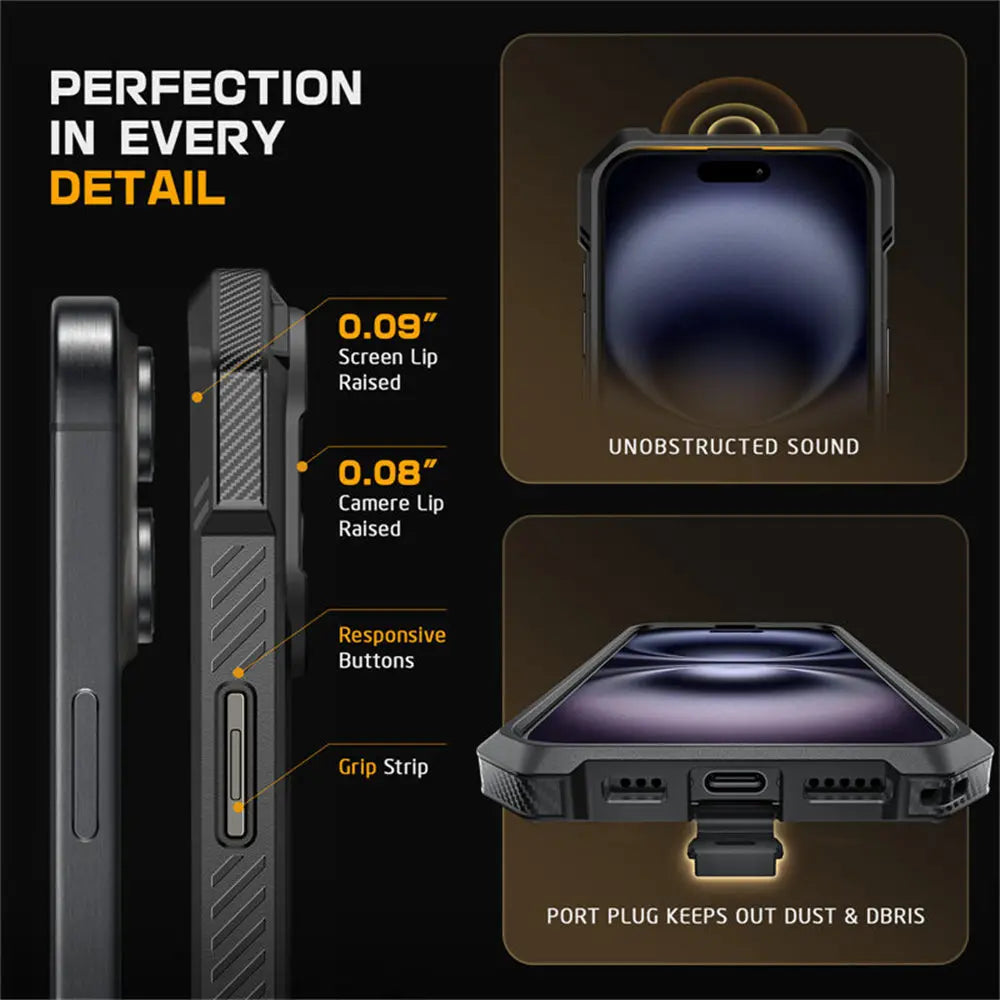 For iPhone 16 Case with Camera Control Capture Button UB Grip Heavy Duty Rugged  MagSafe Phone Case with Stand