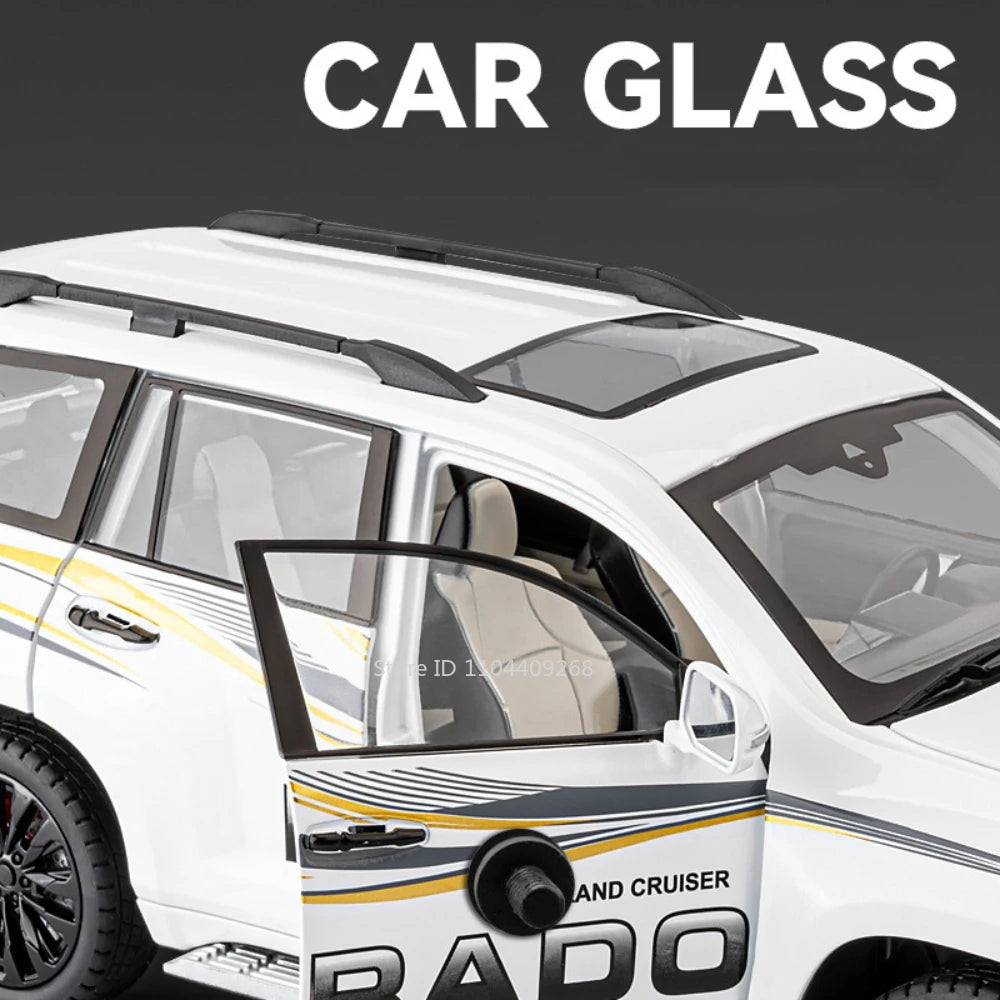 1:18 Large Size Prado SUV Model Toy Car Doors Opened Metal Diecast Shock Absorption Music Light Vehicles Models Birthday Gifts