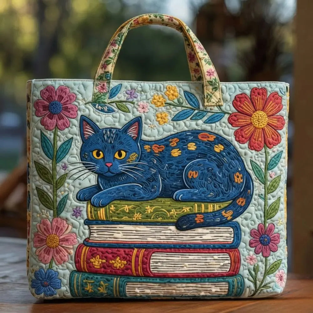 Vintage Quilted Canvas Tote Bag Large Capacity 3D Printed Shopping Handbag