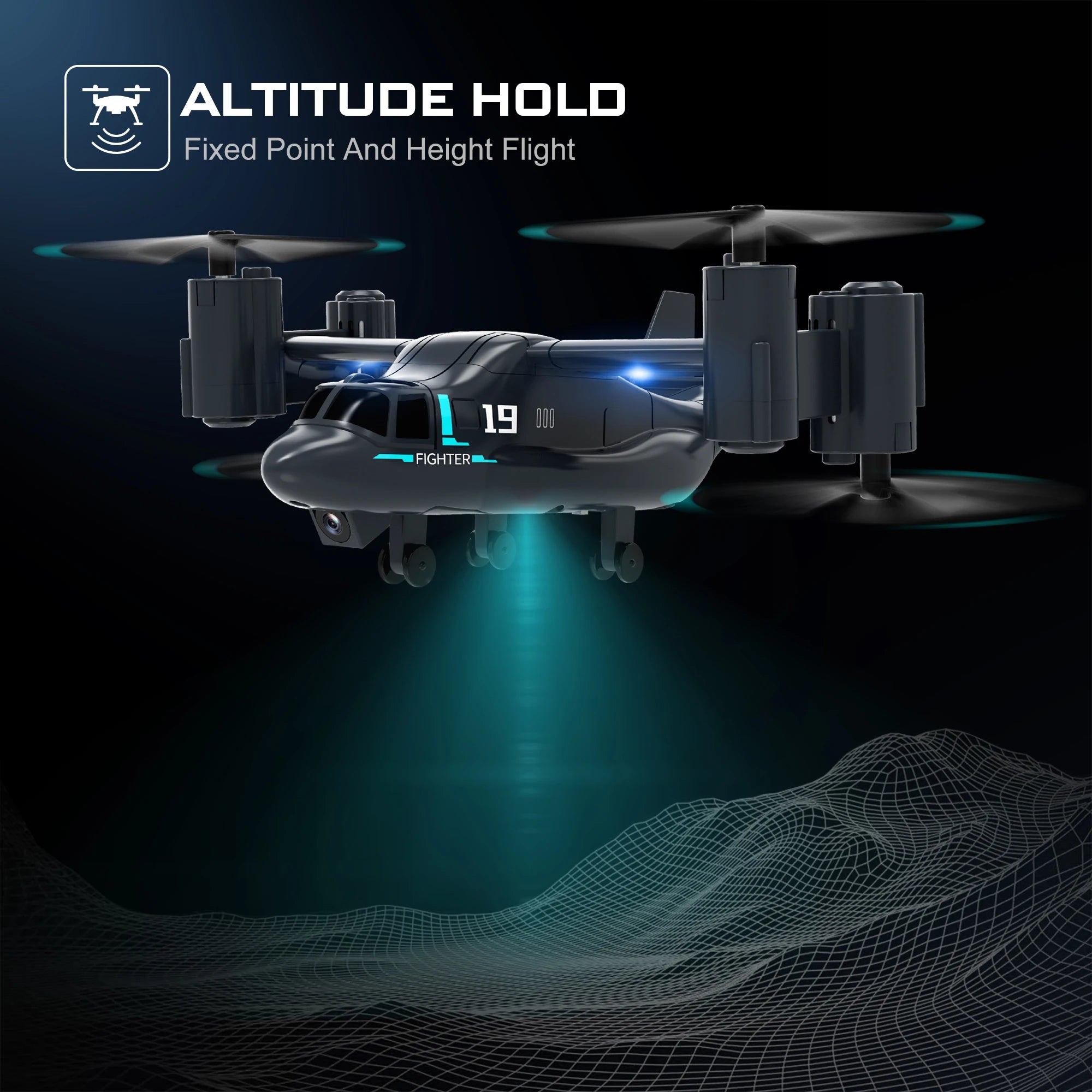 Remote Control Helicopter Drone 480P Camera Fighter UAV Land Air Mode Aircraft Brushless RC Drones for  Plane Toys