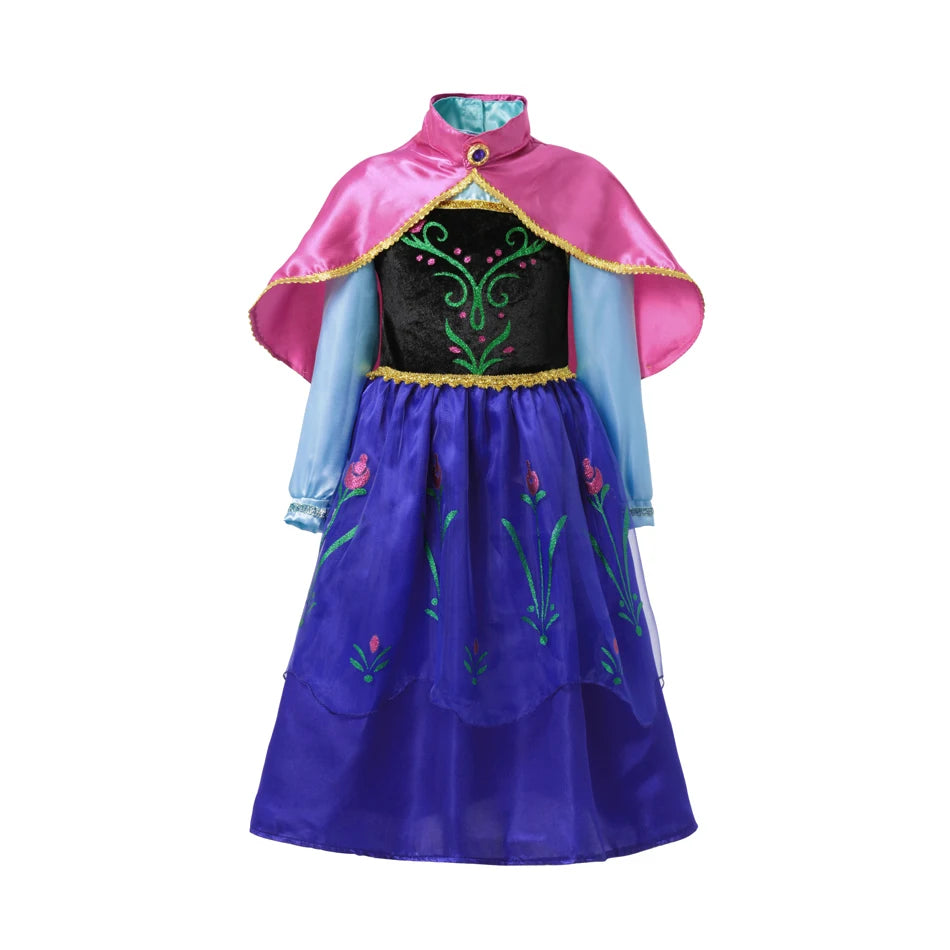 Fancy Queen Frozen Elsa Anna Costume Girls Princess Dress  Halloween Cosplay Party Vesidos