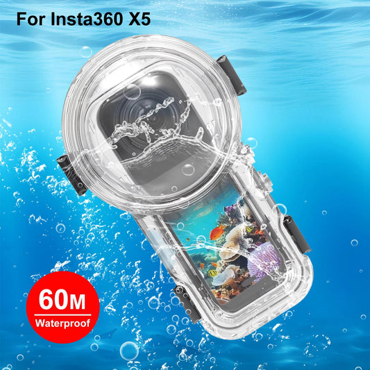 60 Metre Waterproof Diving Case for Insta360 X5 with Quick Release Compatibility