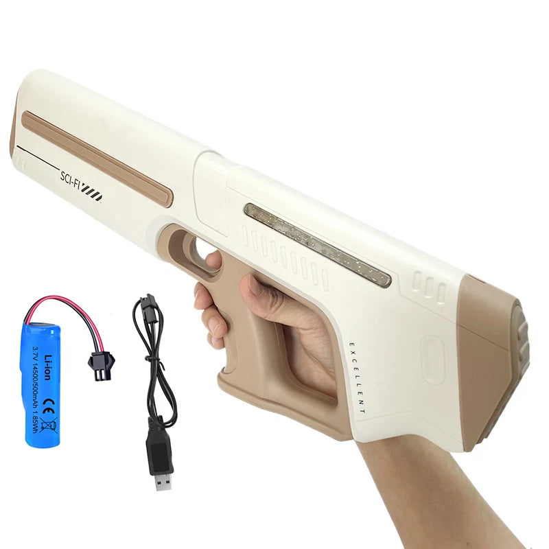 Electric Water Gun Powerful Automatic Water Suction Rechargeable Water Blaster with Flashing Lights