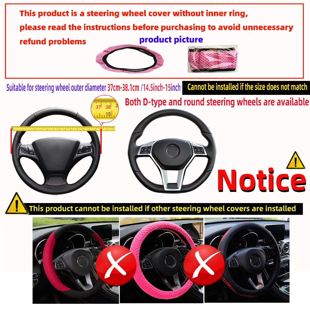 Bohemian Linen Fabric Car Steering Wheel Cover 37CM 38CM