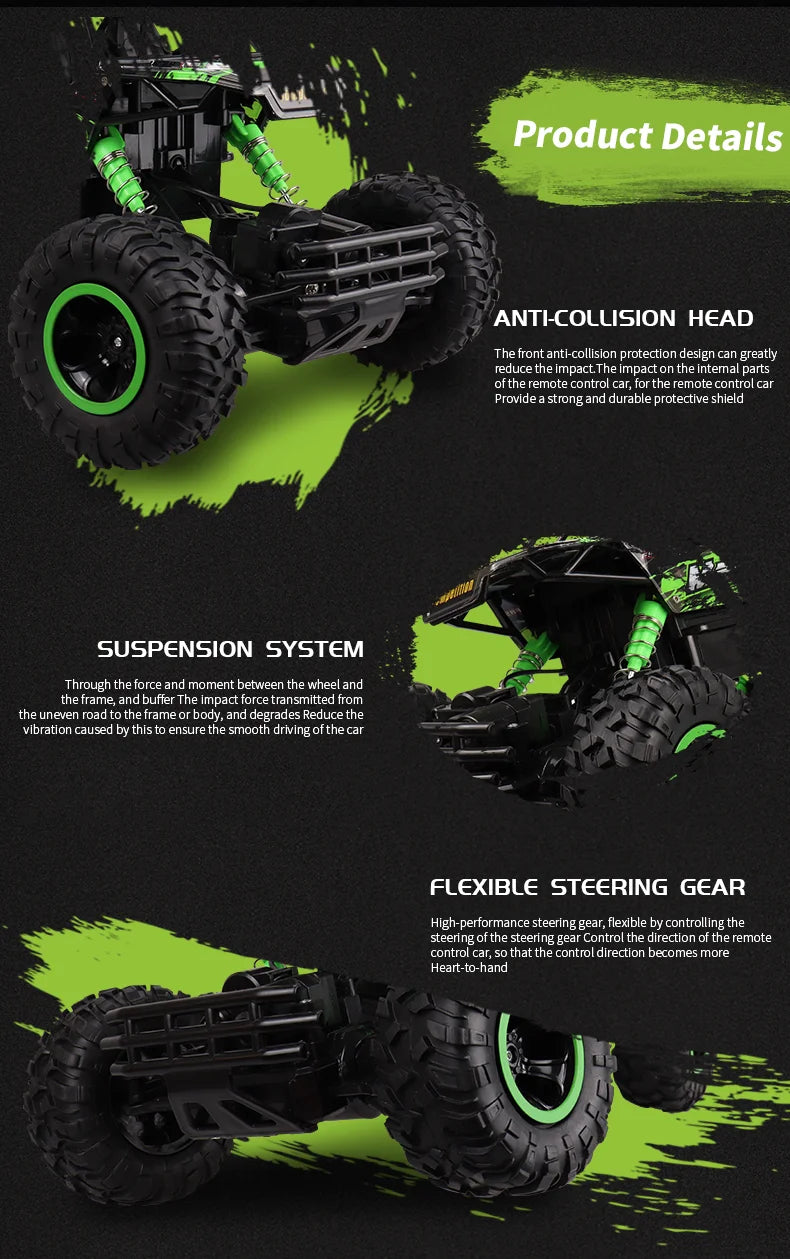 112 Scale Four Wheel Drive RC Monster Truck With LED Lights