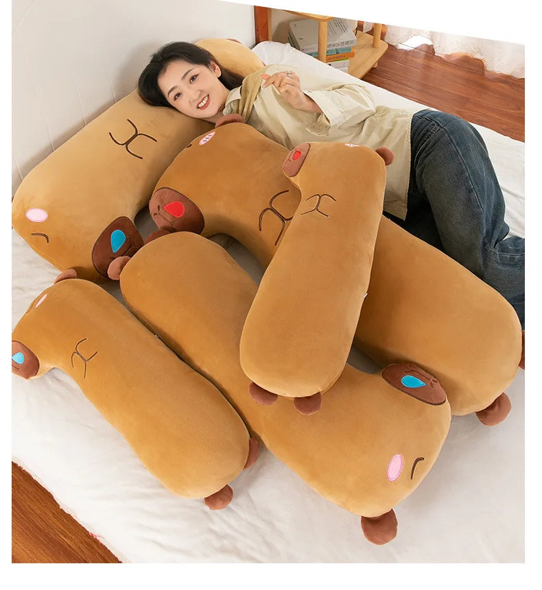 65/85/105cm Kawaii Capybara Plush Long Pillow Toys Sleeping Pillow Soft Cartoon Stuffed Animal Capibala Dolls Kids Children Gift