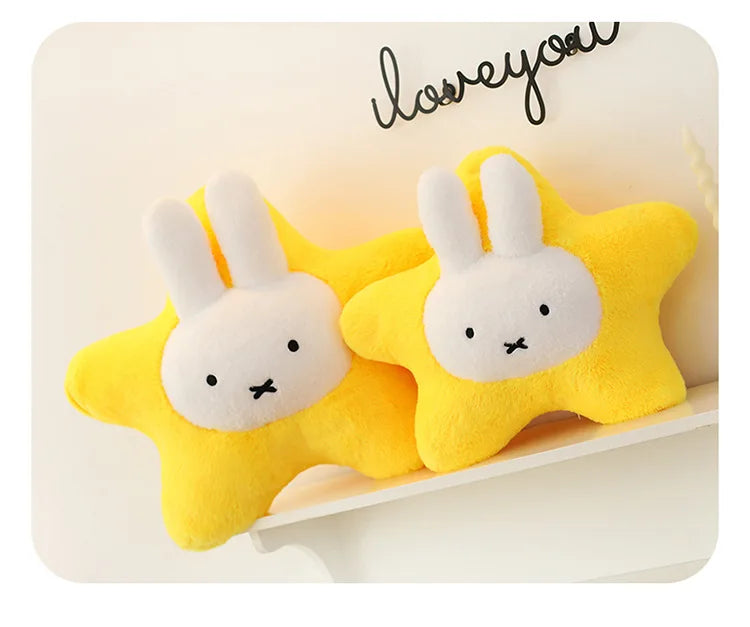 New Kawaii Miffy Stuffed Doll Miffy Star Pillow Plush Toy for Kids Anime Birthday Gift Soft Cuddly Sleeping Buddy for Girls