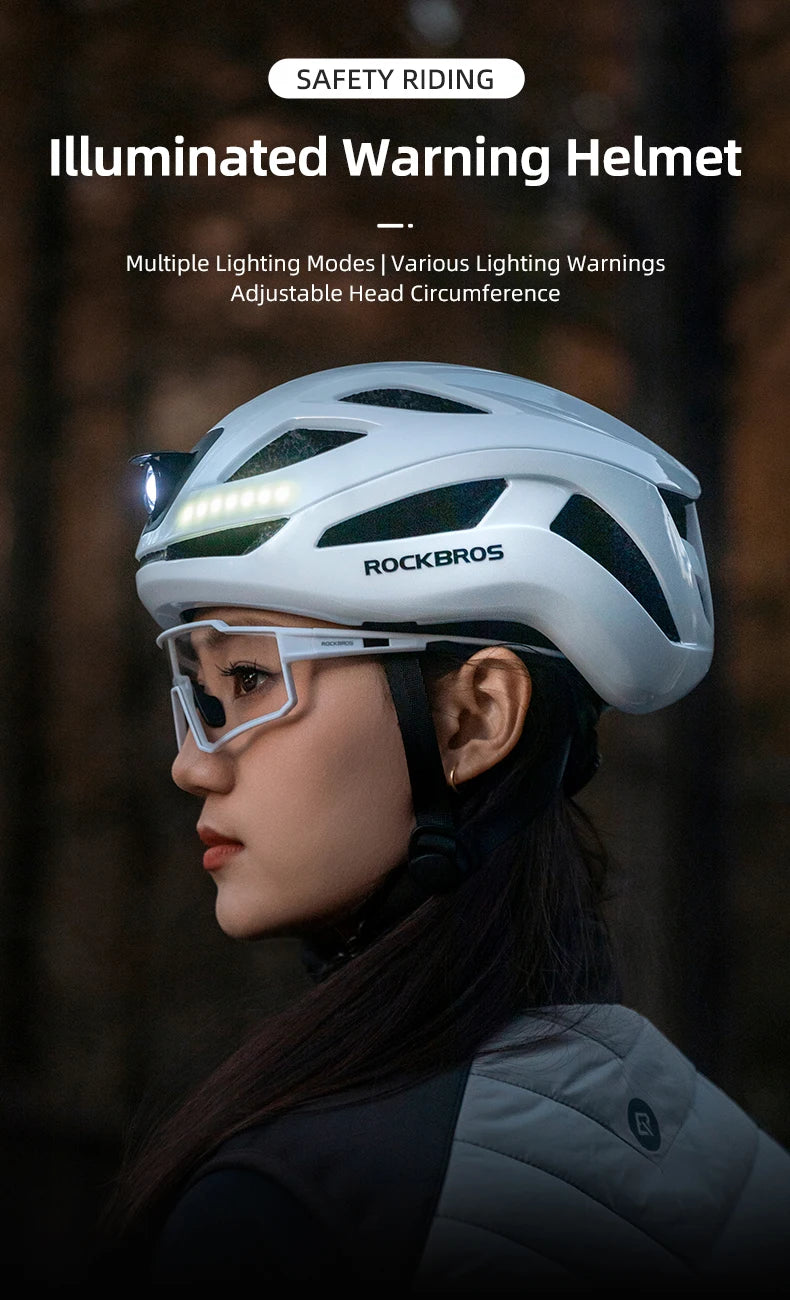 Bicycle Light Helmet Type-C Rechargeable Front + Rear Light Warning Bike Helmet Head MTB Road Cycling Helmet