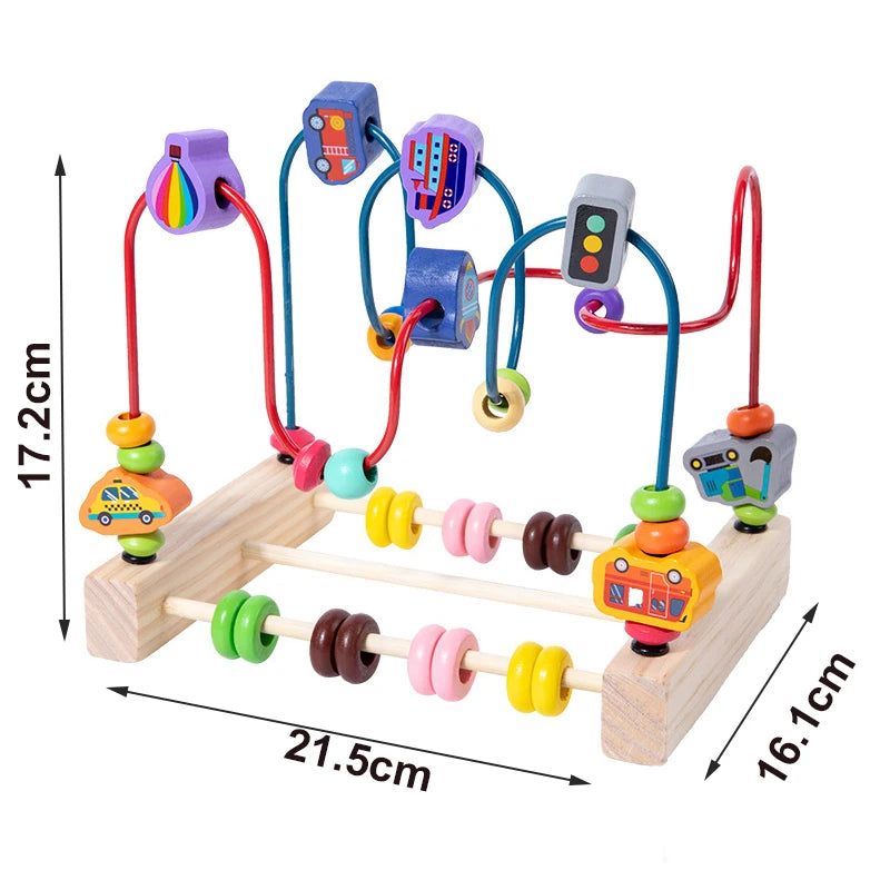 Montessori Wooden Toys Circles Bead Wire Maze Roller Coaster  Early Educational Puzzles Toy for  1 2 3 Years