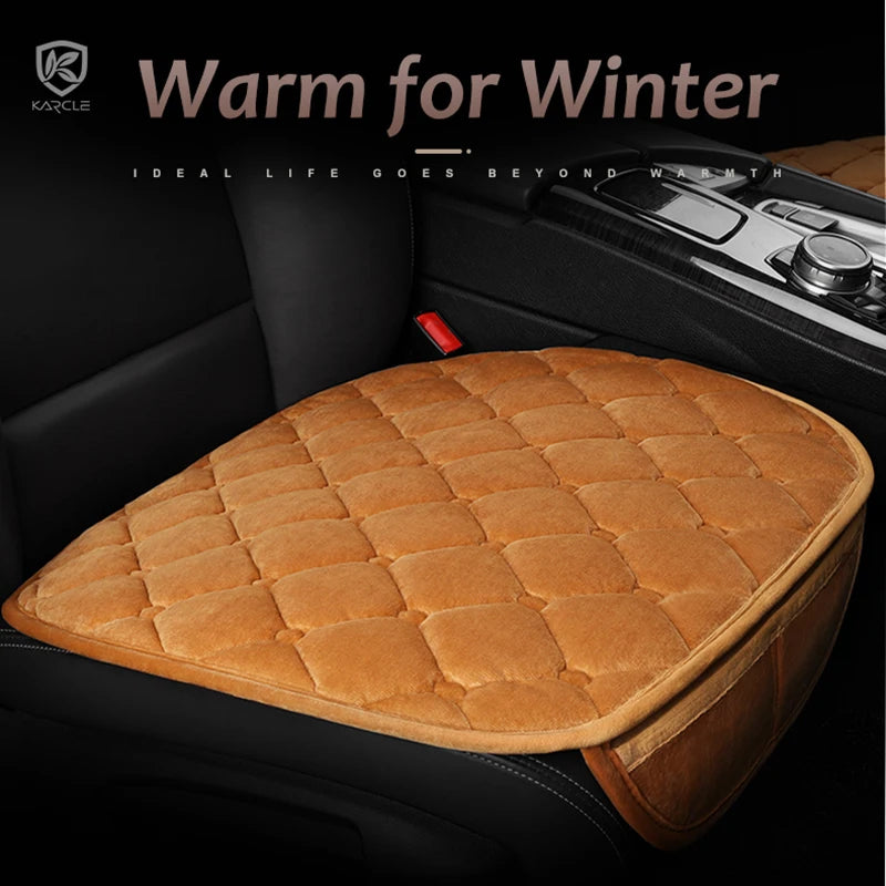 Plush Winter Car Seat Cover Warm Flocking Cloth Seat Cushion