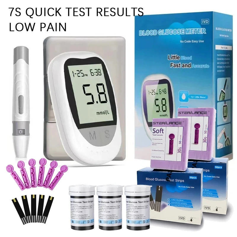 Blood Glucose Meter 50/100pcs Strips Glucometer Kit Code Free Diabetes Test With Lancets Medical Blood Sugar Mg/mmol
