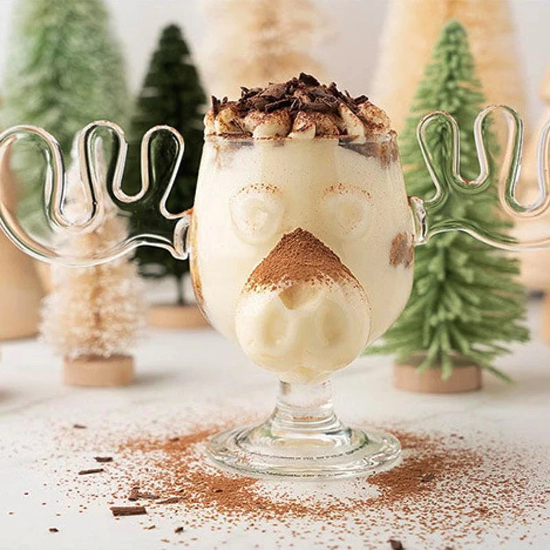 1/2pcs Reindeer Wine Glass Cocktail Juice Cup Clear Beer Mug Water Milk COFFE Whiskey Glasses Drinkware Shot Cups