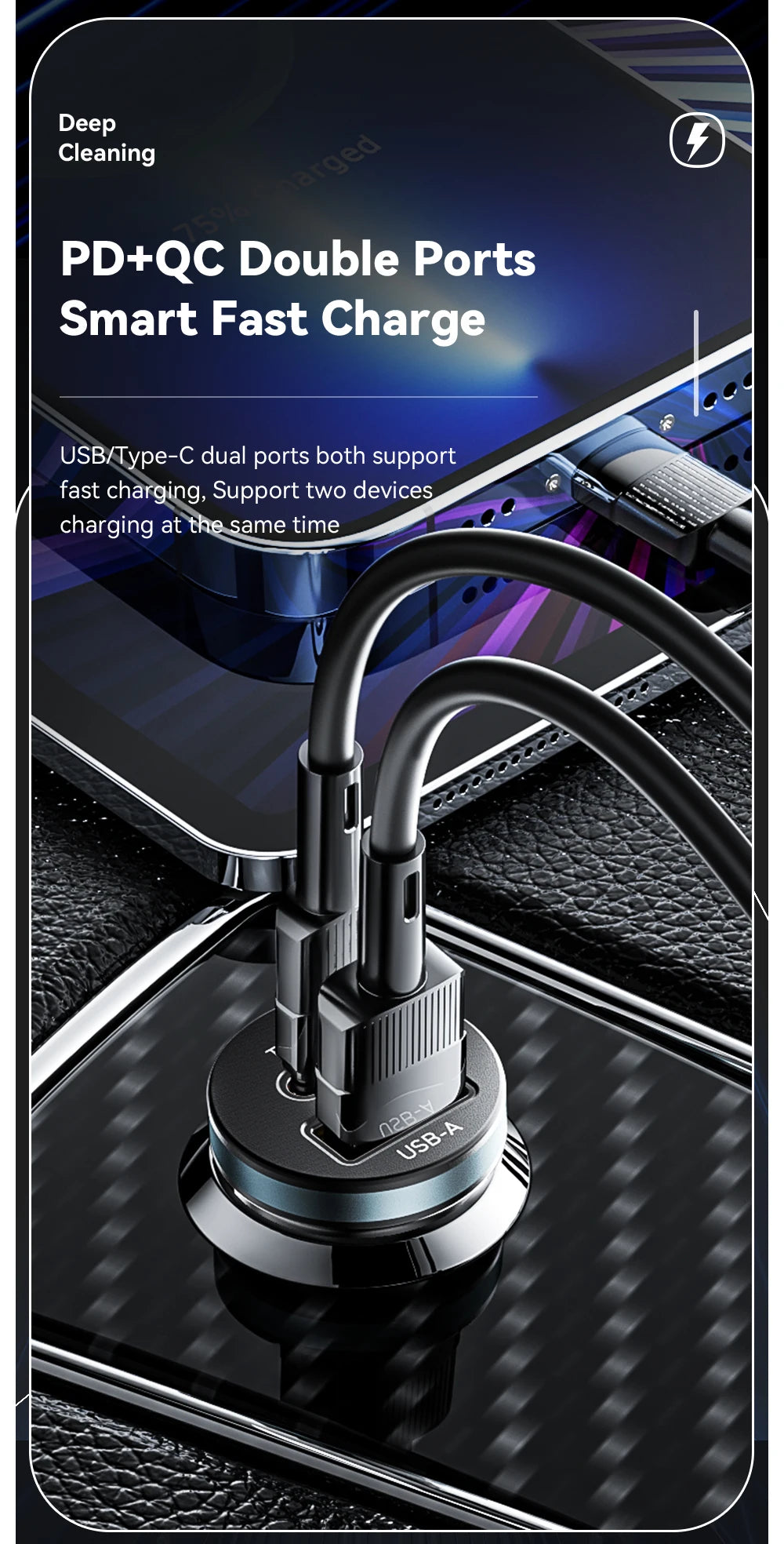 30W USB-C + USB-A Fast Car Charger (PD + QC 3.0)