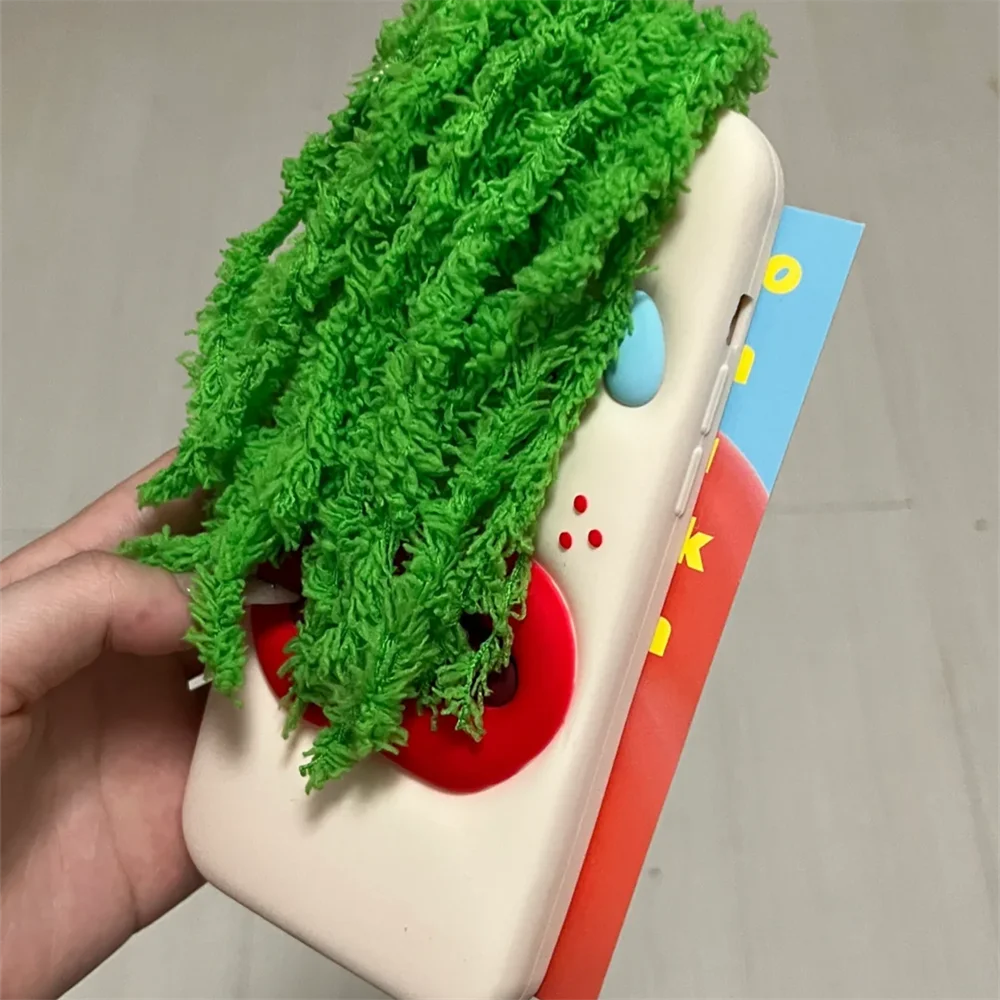 Funny Cartoon Vegetable Cabbage Phone Case For iPhone 15 13 14 Pro Max Creative Red Lip Camera Protection Soft Silicone Cover