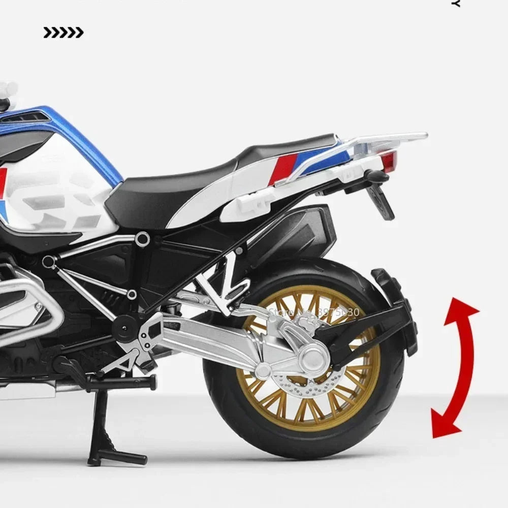 1:12 BMW R1250 GS Alloy Scale Motorcycle Model Toy Highly Simulated Static Motorcycle Model Wheel Suspension Collection
