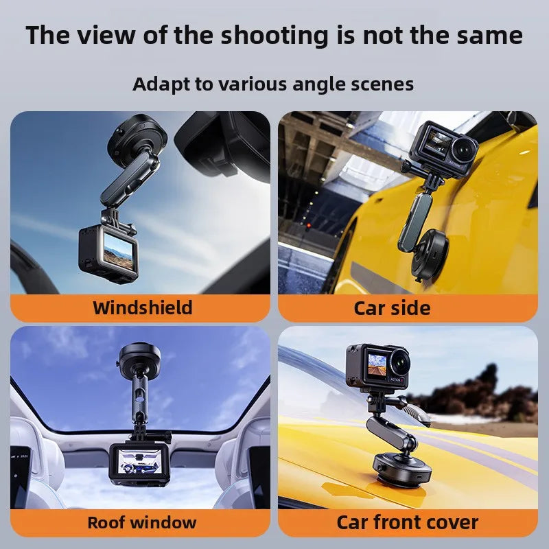 Electric Vacuum Suction Car Action Camera Mount Aluminum Alloy 360 Degree Adjustable Camera Holder for Dashboard and Outdoor Recording