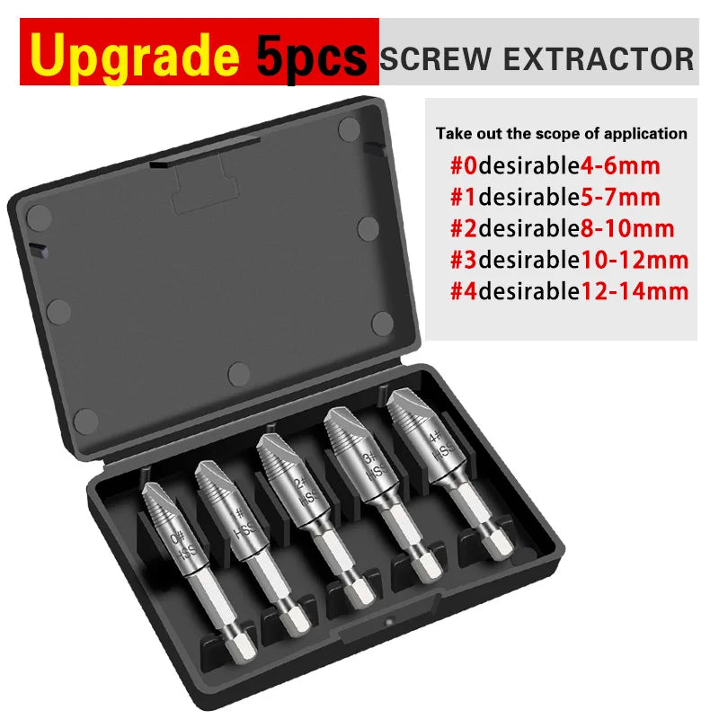 5Pcs Damaged Screw Extractor Drill Bit High Speed Steel Double Easily Take Out Side Drill Out Broken Screw Remover Bolt